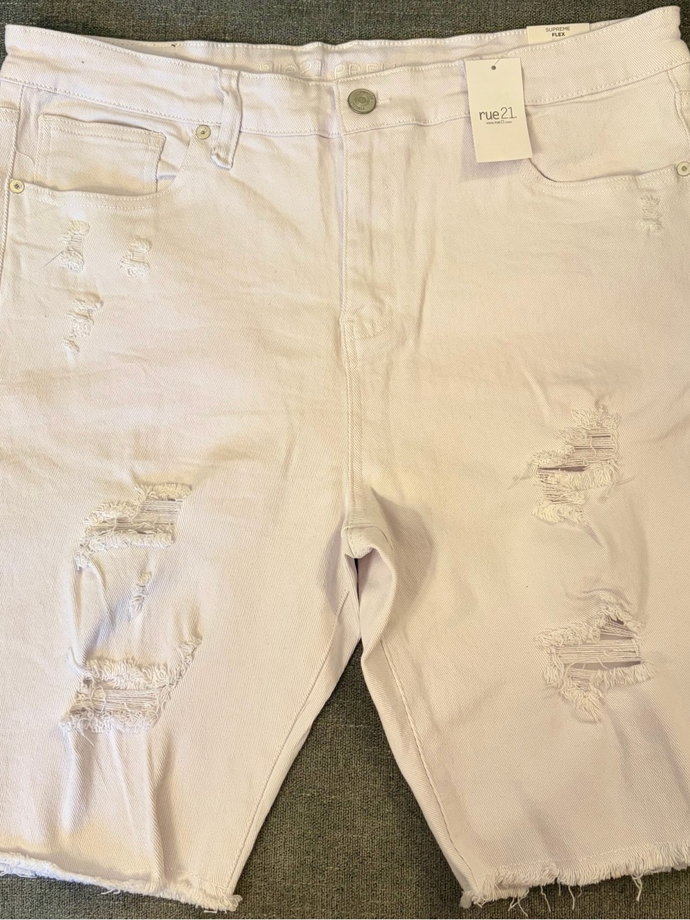 Rue21 Light White Distressed Men’s Jeans Shorts